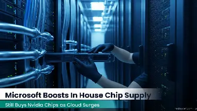 Server racks in a data center aisle with cooling pipes and hands installing a server tray