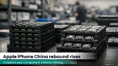 Trays of smartphone components like memory chips on a warehouse workbench under neutral lighting